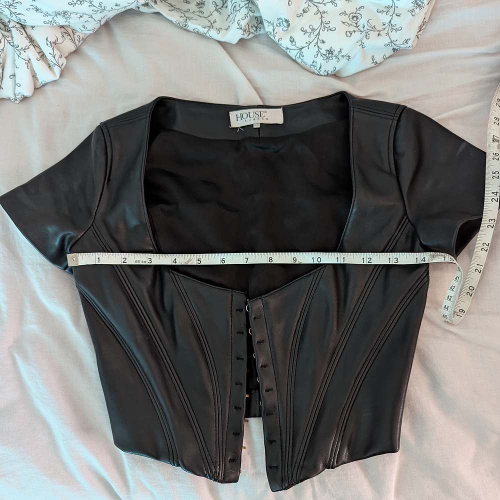 Black Faux Leather Corset Top